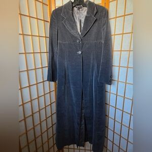 PRE-OWNED WOMENS ITALIAN EXCLUSIVE GRAY COTTON VELVET MAXI COAT SIZE SMALL